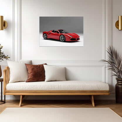 Ferrari 488 Spider | Red Italian Supercar Poster | Convertible Sports Car Art - Cars Poster