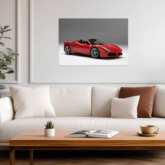 Ferrari 488 Spider | Red Italian Supercar Poster | Convertible Sports Car Art - Cars Poster