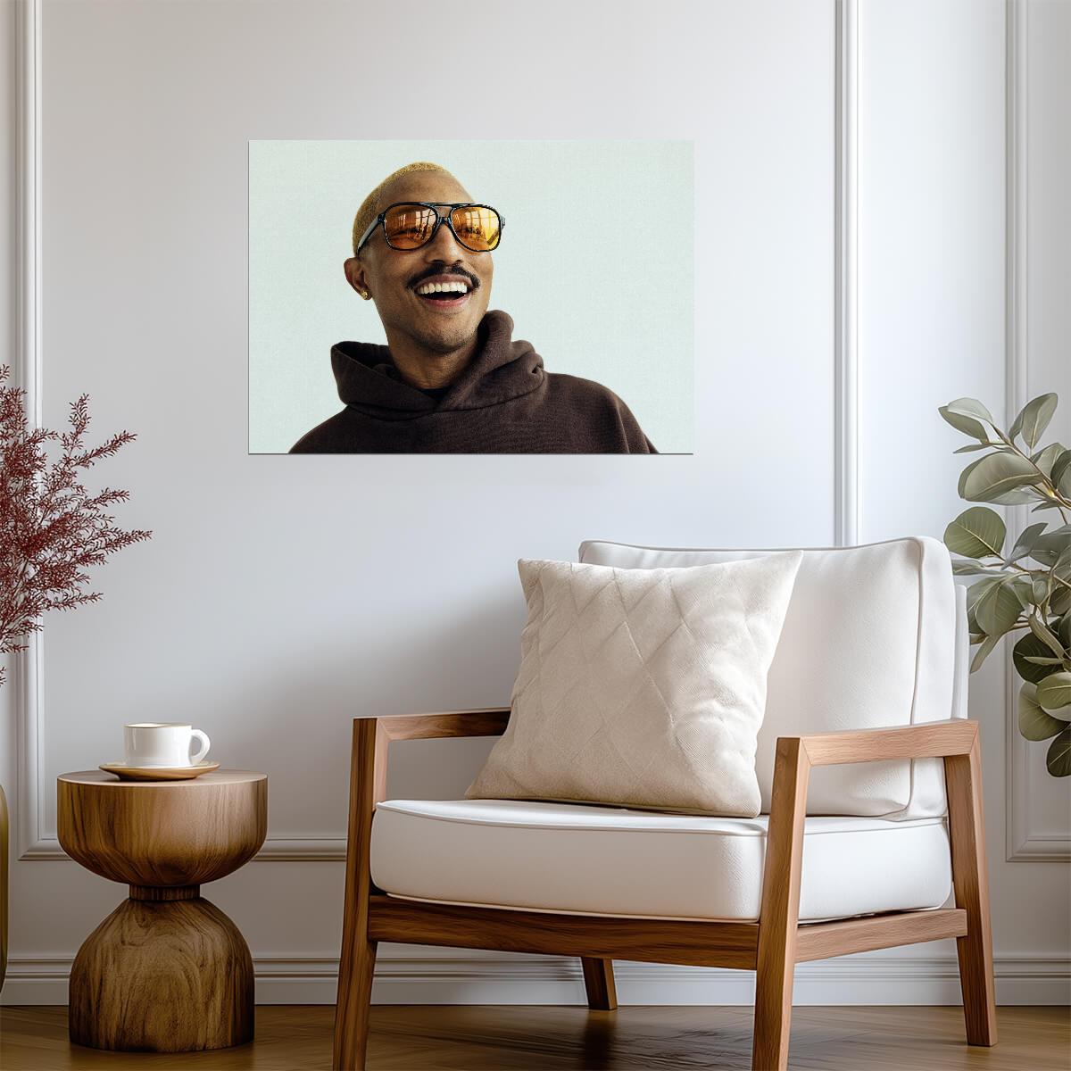 Pharrell Williams in Hat & Sunglasses | Celebrity Portrait Poster | Music Star Wall Art - Music Poster