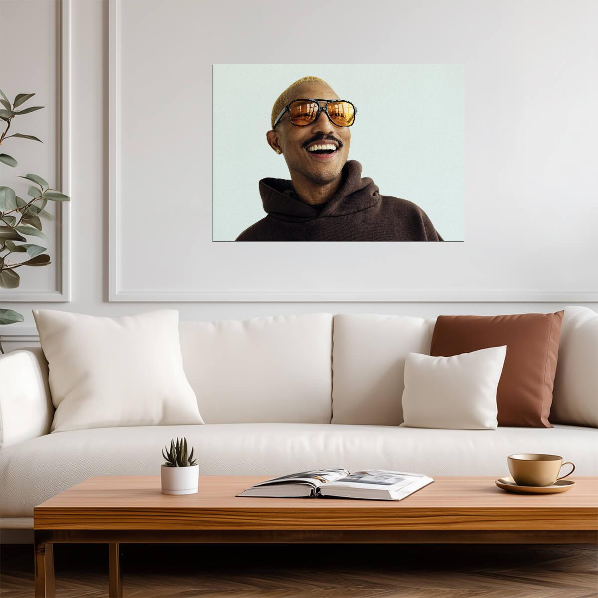 Pharrell Williams in Hat & Sunglasses | Celebrity Portrait Poster | Music Star Wall Art - Music Poster