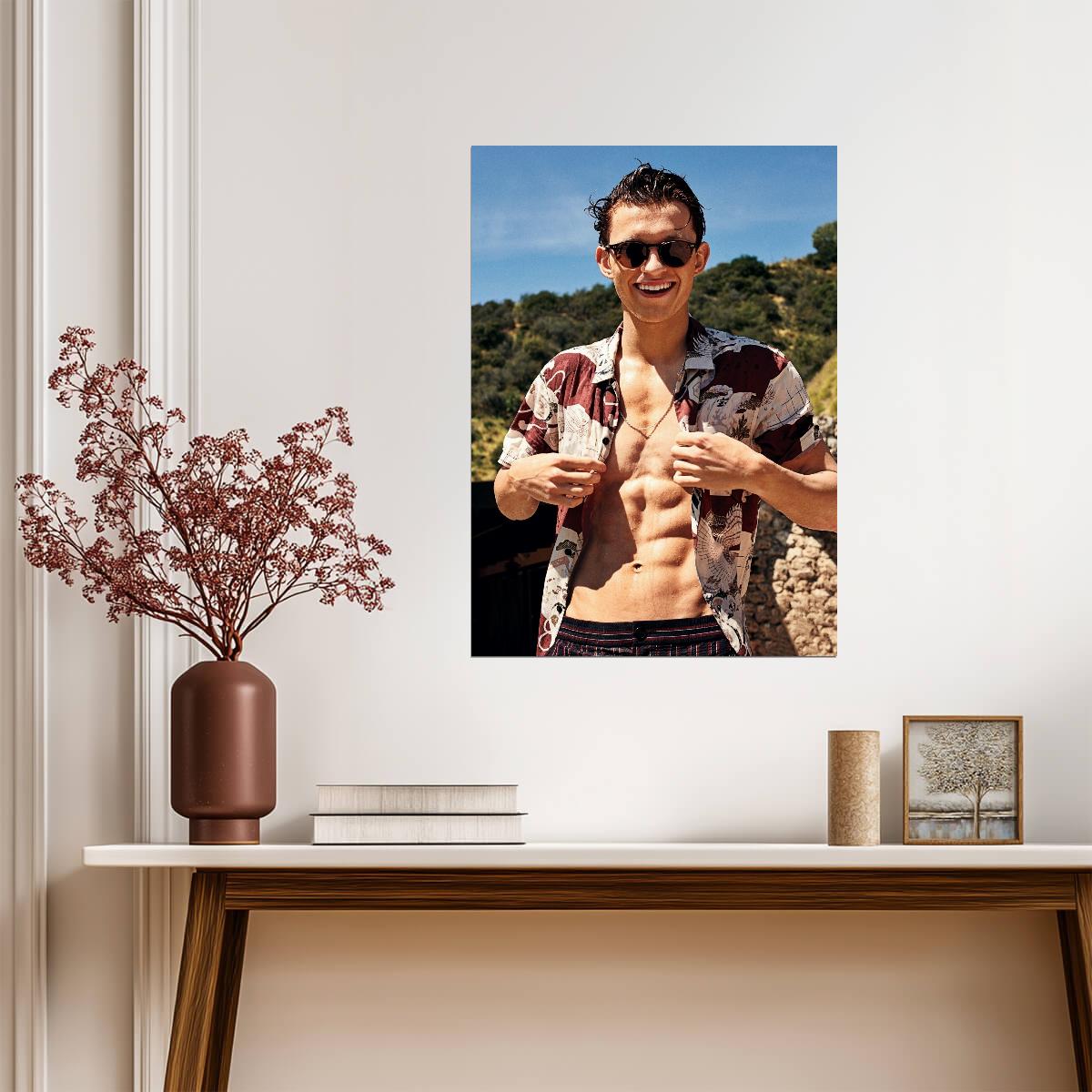 Tom Holland Shirtless Photoshoot | Celebrity Portrait Poster | Modern Actor Wall Art - Celebrities Poster