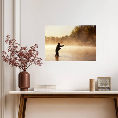 Fisherman in Morning Mist | Fly Fishing Poster | Nature Photography Art - Photography Poster