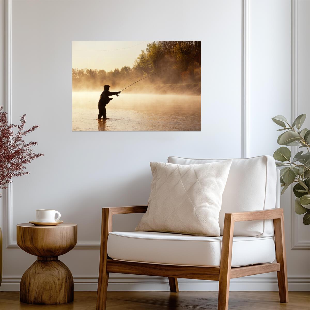 Fisherman in Morning Mist | Fly Fishing Poster | Nature Photography Art - Photography Poster