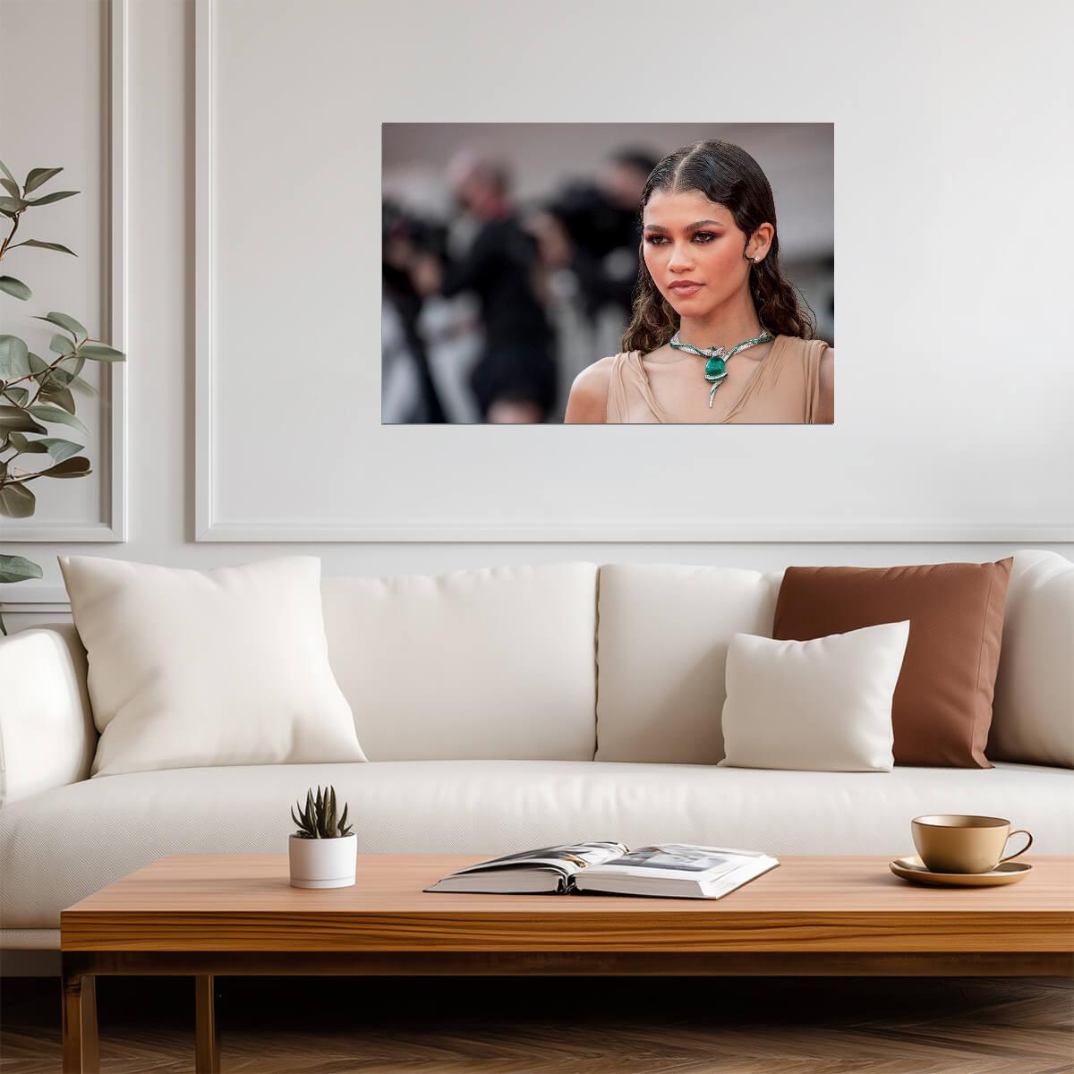 Zendaya Red Carpet Portrait | Celebrity Fashion Poster | Modern Actress Wall Art - Celebrities Poster