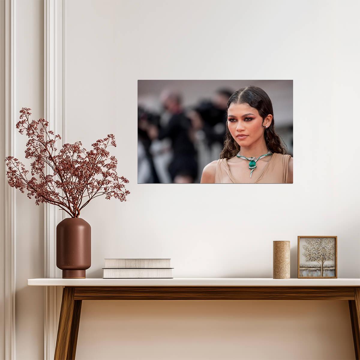 Zendaya Red Carpet Portrait | Celebrity Fashion Poster | Modern Actress Wall Art - Celebrities Poster