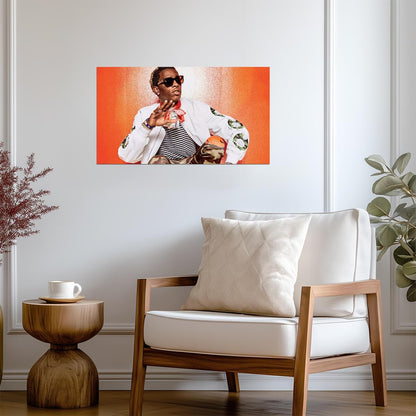 Young Thug White Jacket | Rapper Portrait Photo | Trap Music Poster - Music Poster