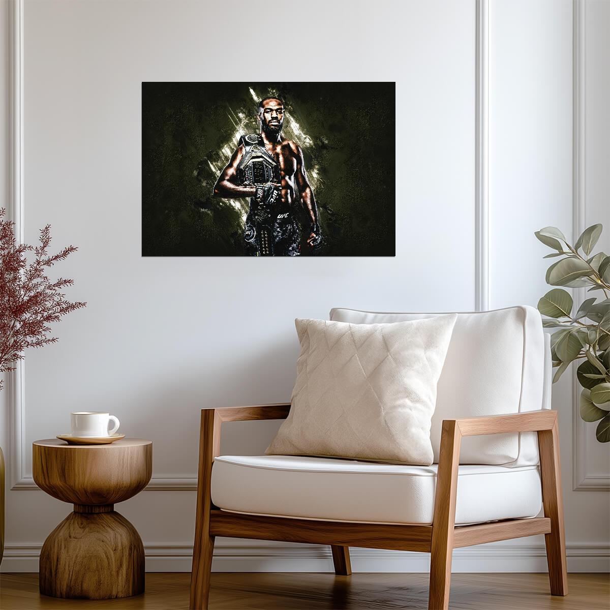 Jon Jones with UFC Championship Belt | MMA Legend Poster | Combat Sports Wall Art - Sports Poster