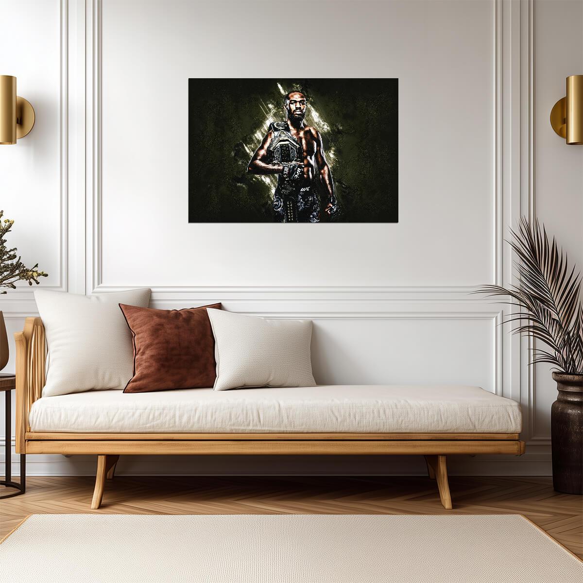 Jon Jones with UFC Championship Belt | MMA Legend Poster | Combat Sports Wall Art - Sports Poster