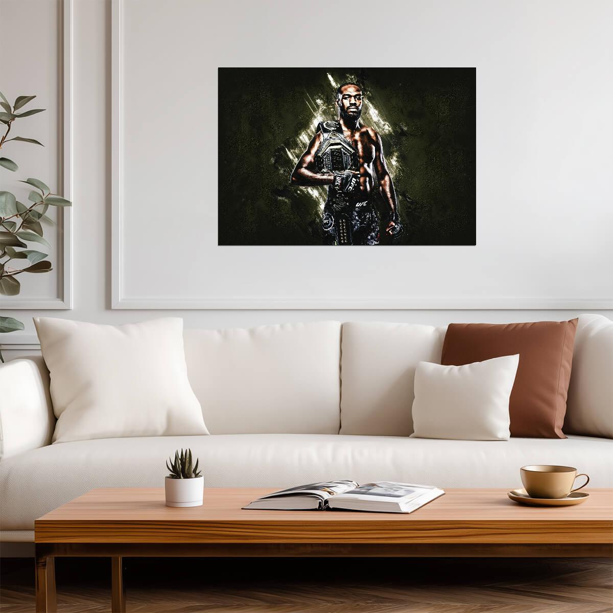 Jon Jones with UFC Championship Belt | MMA Legend Poster | Combat Sports Wall Art - Sports Poster