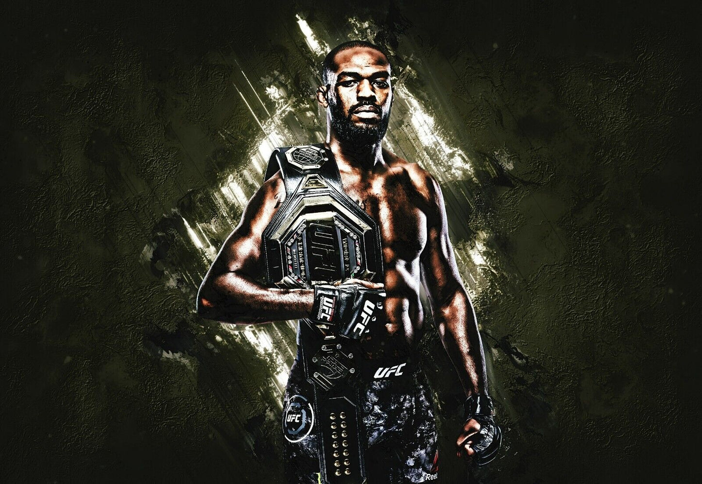 Jon Jones with UFC Championship Belt | MMA Legend Poster | Combat Sports Wall Art - Sports Poster
