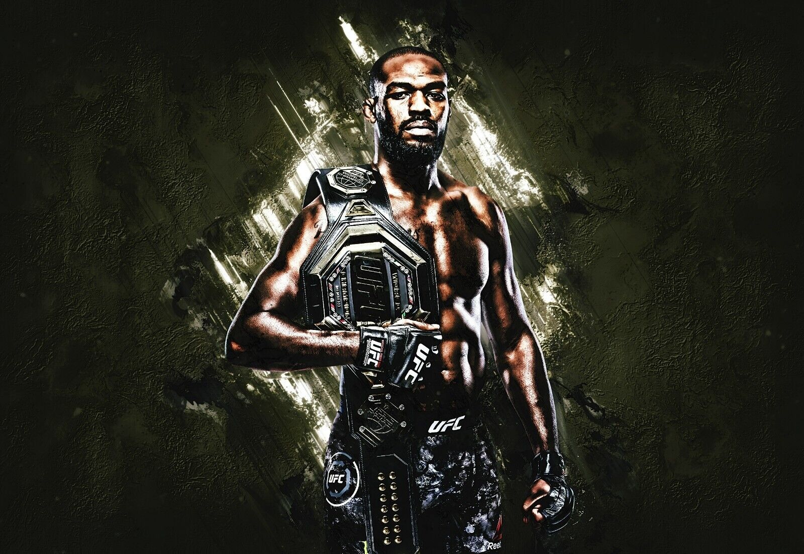Jon Jones with UFC Championship Belt | MMA Legend Poster | Combat Sports Wall Art - Sports Poster