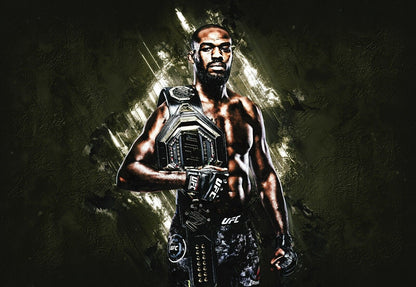 Jon Jones with UFC Championship Belt | MMA Legend Poster | Combat Sports Wall Art - Sports Poster