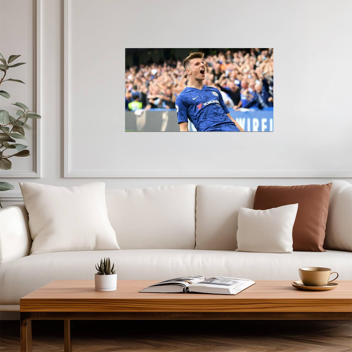 Mason Mount Chelsea FC | Soccer Goal Celebration Poster | Premier League Wall Art - Sports Poster