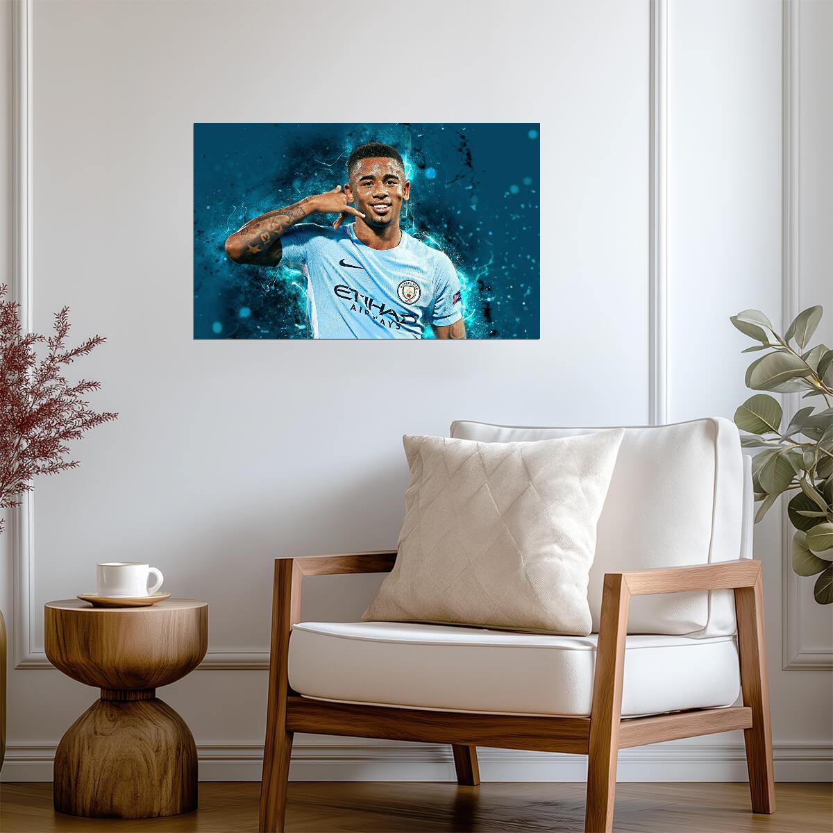 Gabriel Jesus Manchester City | Soccer Star Poster | Sports Wall Art - Sports Poster