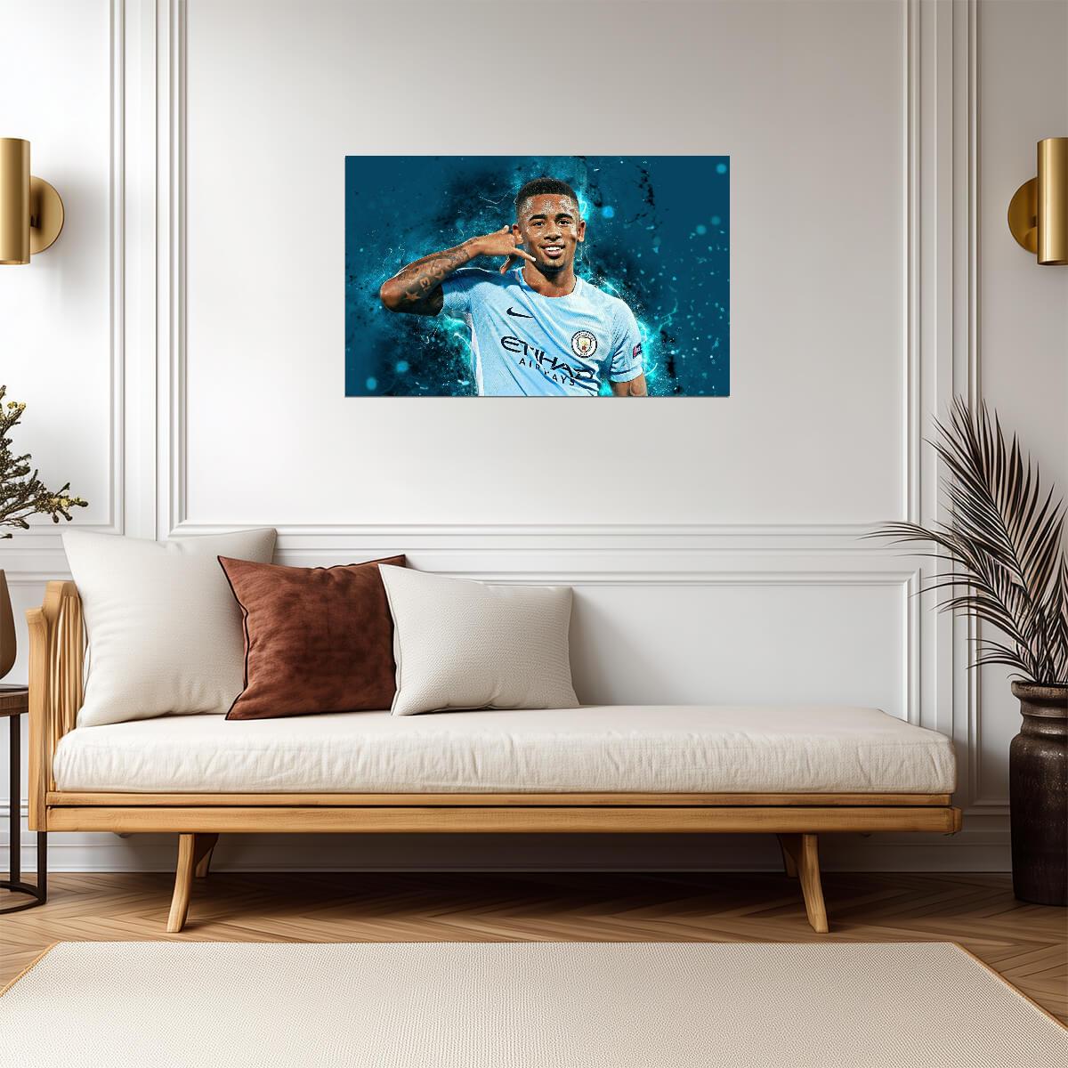 Gabriel Jesus Manchester City | Soccer Star Poster | Sports Wall Art - Sports Poster