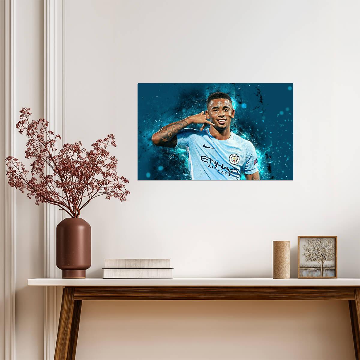 Gabriel Jesus Manchester City | Soccer Star Poster | Sports Wall Art - Sports Poster