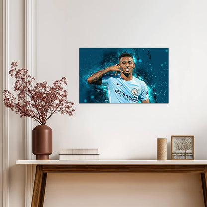 Gabriel Jesus Manchester City | Soccer Star Poster | Sports Wall Art - Sports Poster