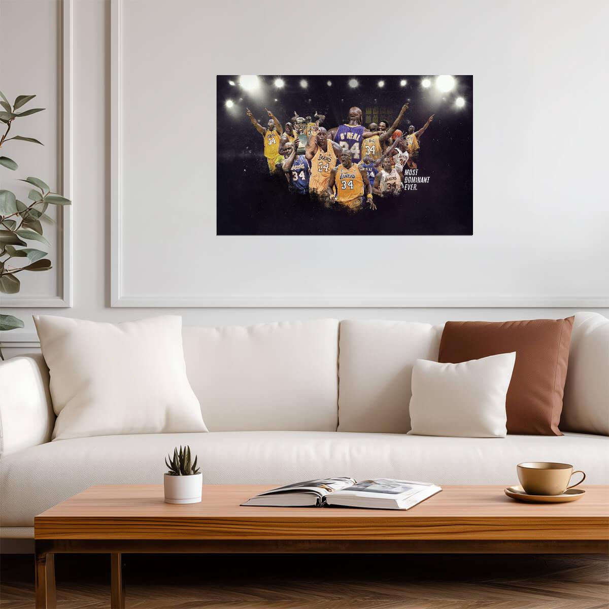 Shaquille O'Neal Los Angeles Lakers | Most Dominant Ever Basketball Poster | NBA Legend Tribute Art - Sports Poster