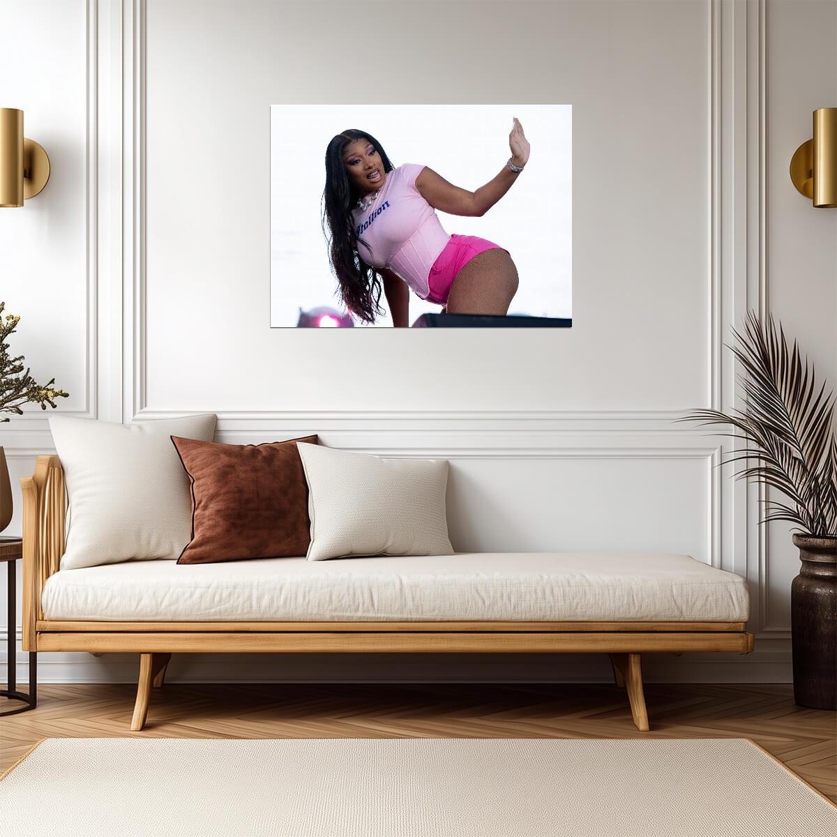 Megan Thee Stallion Live Performance | Pink Outfit Concert Poster | Hip Hop Star Wall Art - Music Poster