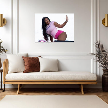 Megan Thee Stallion Live Performance | Pink Outfit Concert Poster | Hip Hop Star Wall Art - Music Poster
