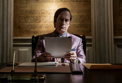 Better Call Saul Goodman in Pink Jacket | Reading Document Poster | TV Show Wall Art - Movies & TV Poster