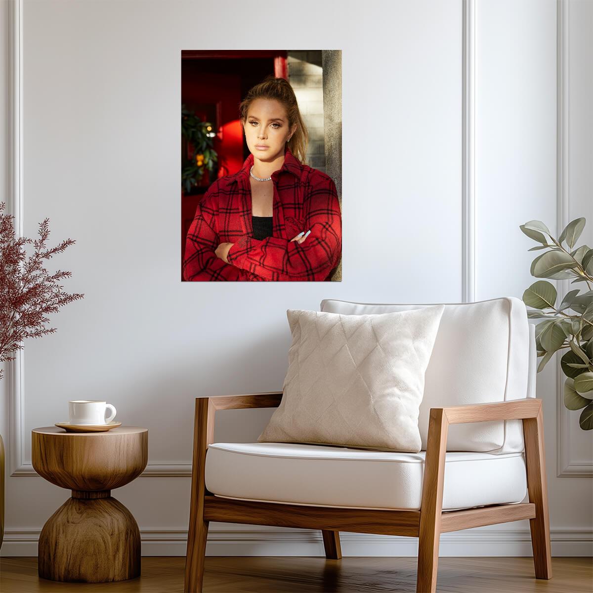 Lana Del Rey Red Plaid Shirt | Music Star Portrait Poster | Celebrity Wall Art - Music Poster