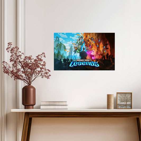 Minecraft Legends Key Art | Overworld vs Piglins Poster | Strategy Game Wall Art - Video Games Poster