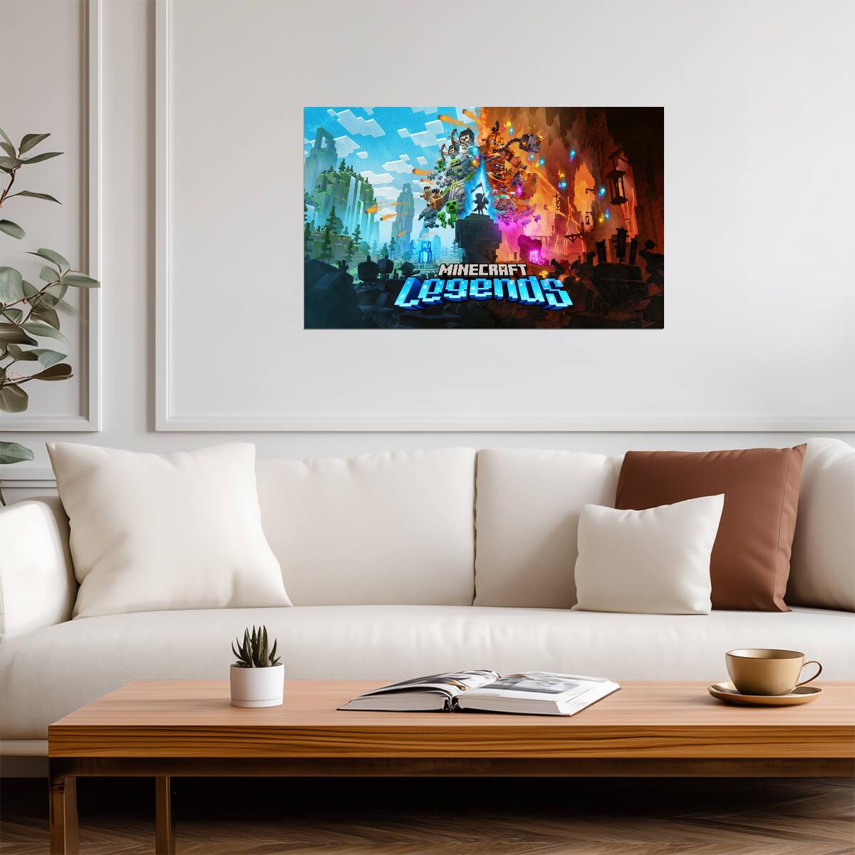 Minecraft Legends Key Art | Overworld vs Piglins Poster | Strategy Game Wall Art - Video Games Poster