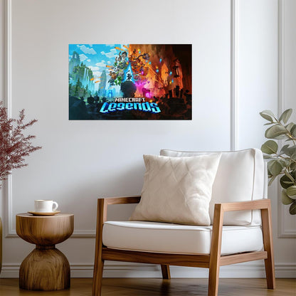 Minecraft Legends Key Art | Overworld vs Piglins Poster | Strategy Game Wall Art - Video Games Poster