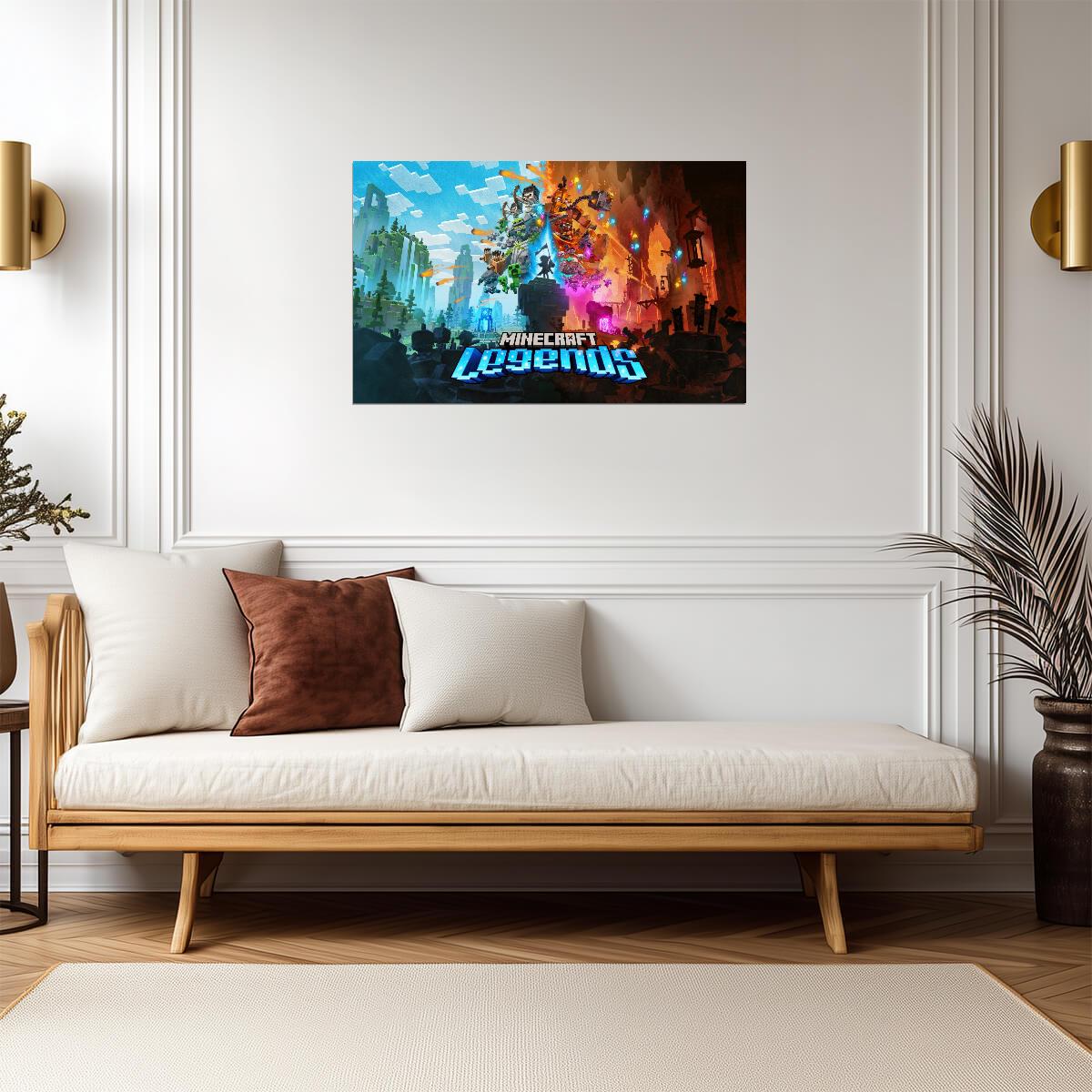 Minecraft Legends Key Art | Overworld vs Piglins Poster | Strategy Game Wall Art - Video Games Poster