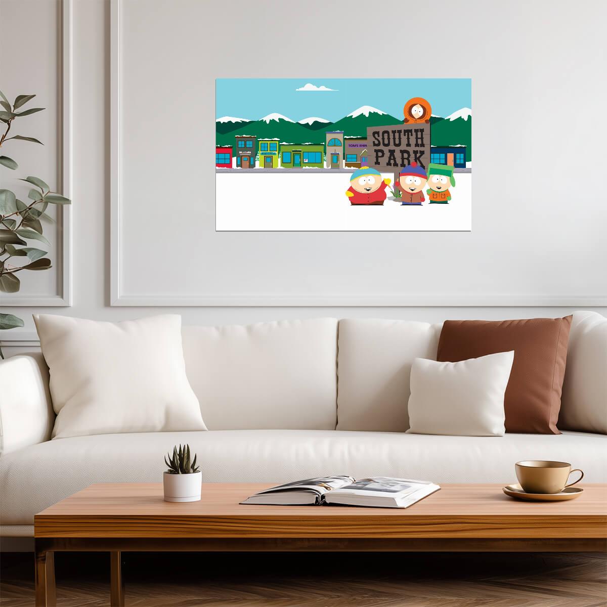 South Park Town Sign | Main Characters Group Art | Cartoon TV Show Poster - Movies & TV Poster