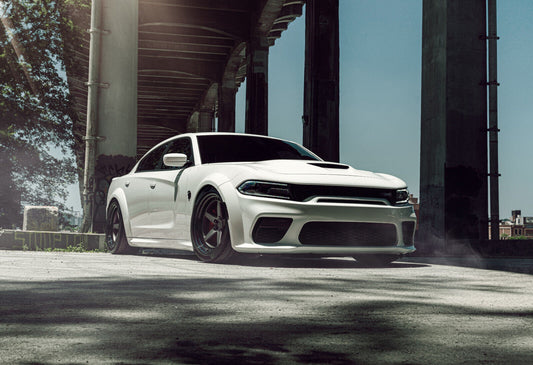 Dodge Charger SRT Hellcat Widebody | White American Muscle Poster | Performance Sedan Art - Cars Poster