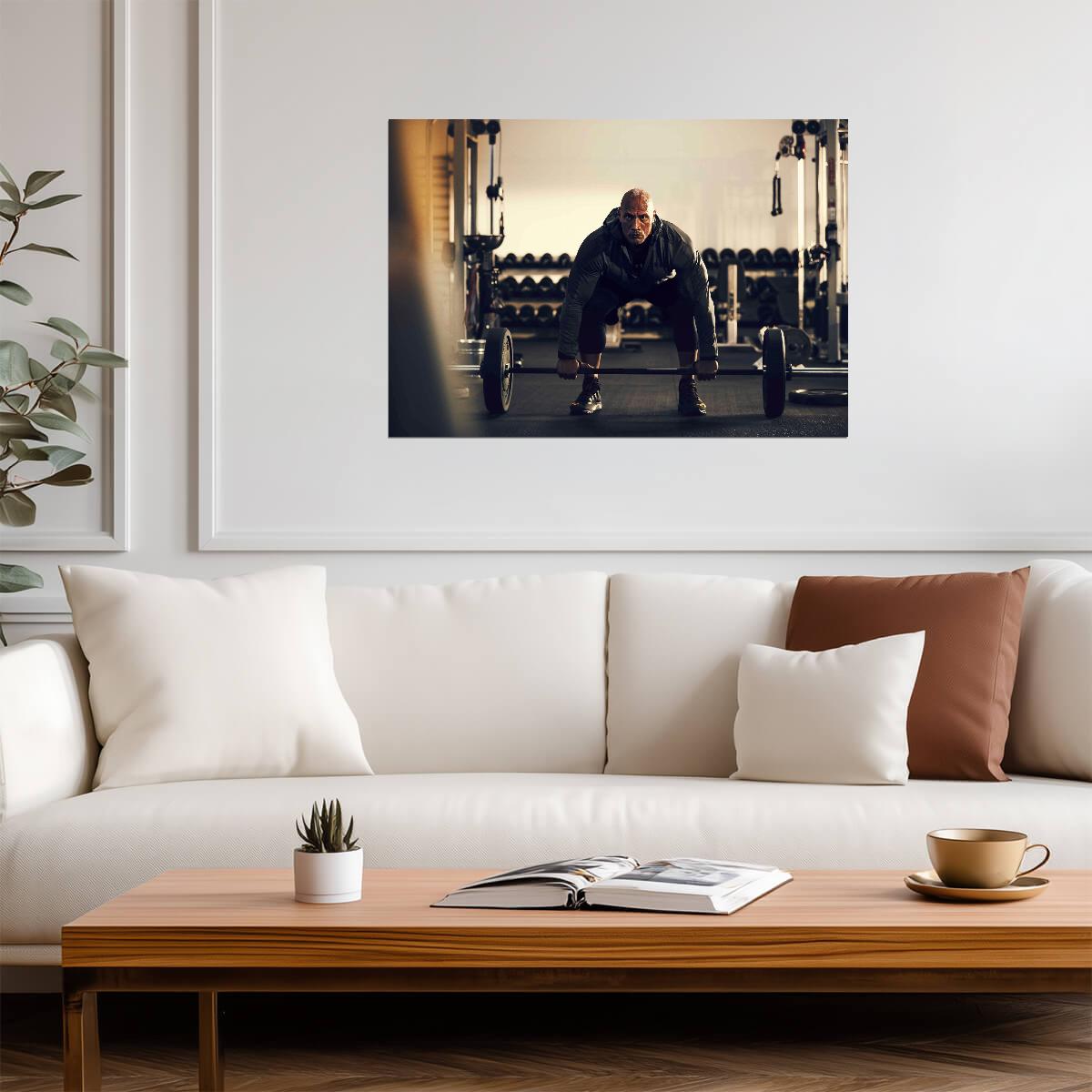 Dwayne Johnson The Rock Deadlift | Gym Motivation Poster | Fitness Wall Art - Sports Poster