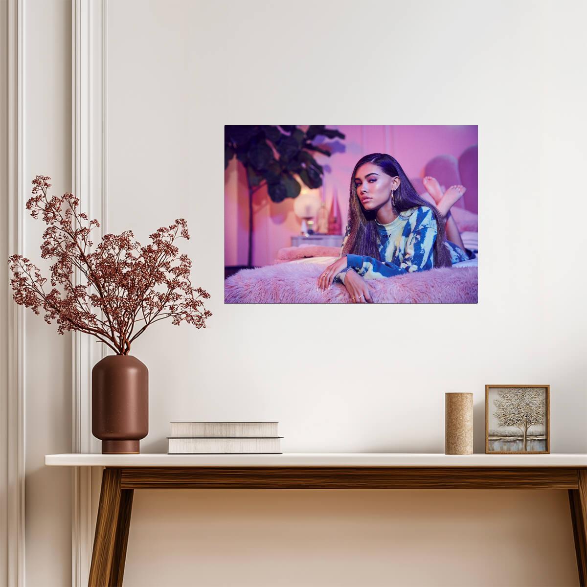 Madison Beer Pink Lighting | Bedroom Portrait Photo | Pop Music Star Poster - Music Poster