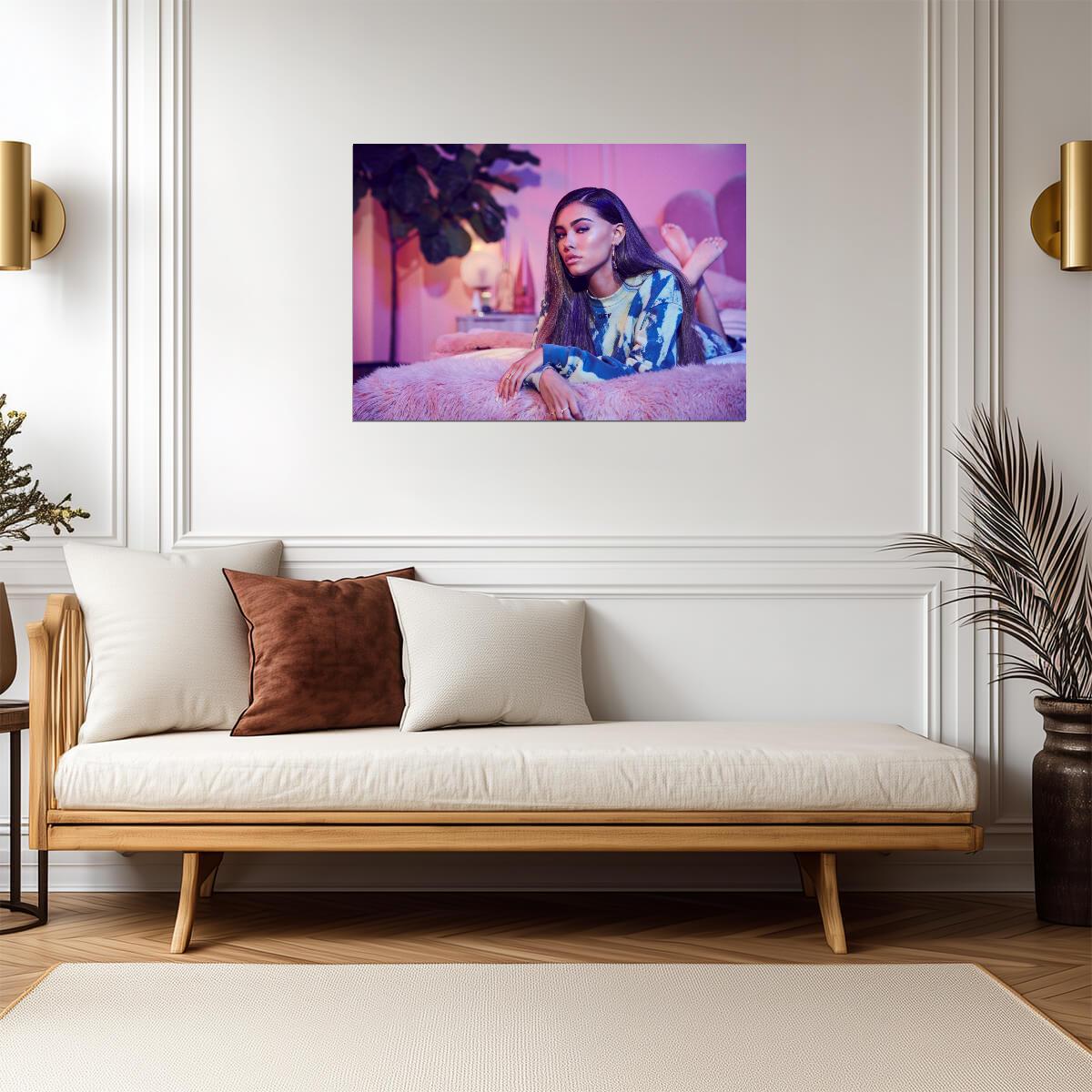 Madison Beer Pink Lighting | Bedroom Portrait Photo | Pop Music Star Poster - Music Poster