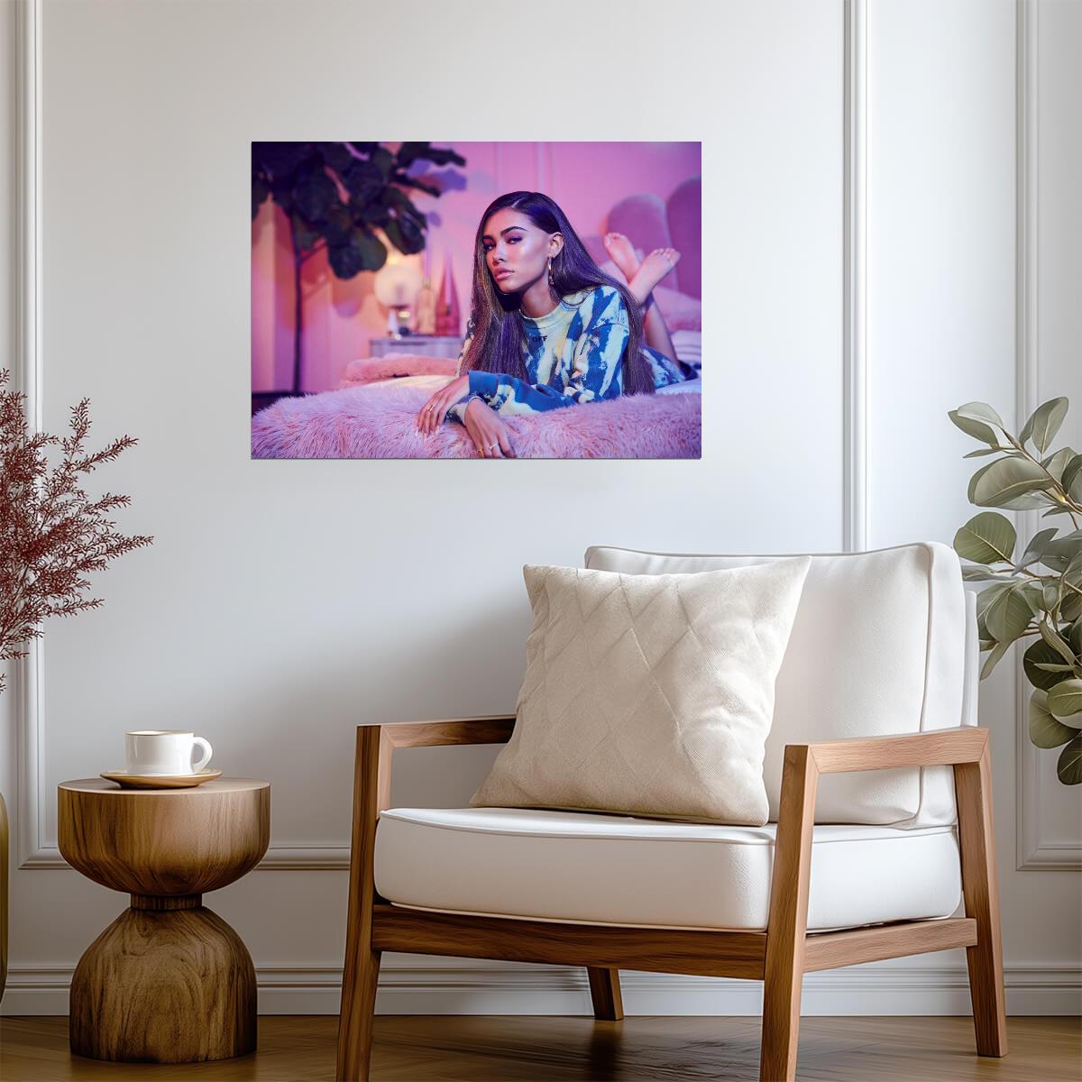 Madison Beer Pink Lighting | Bedroom Portrait Photo | Pop Music Star Poster - Music Poster