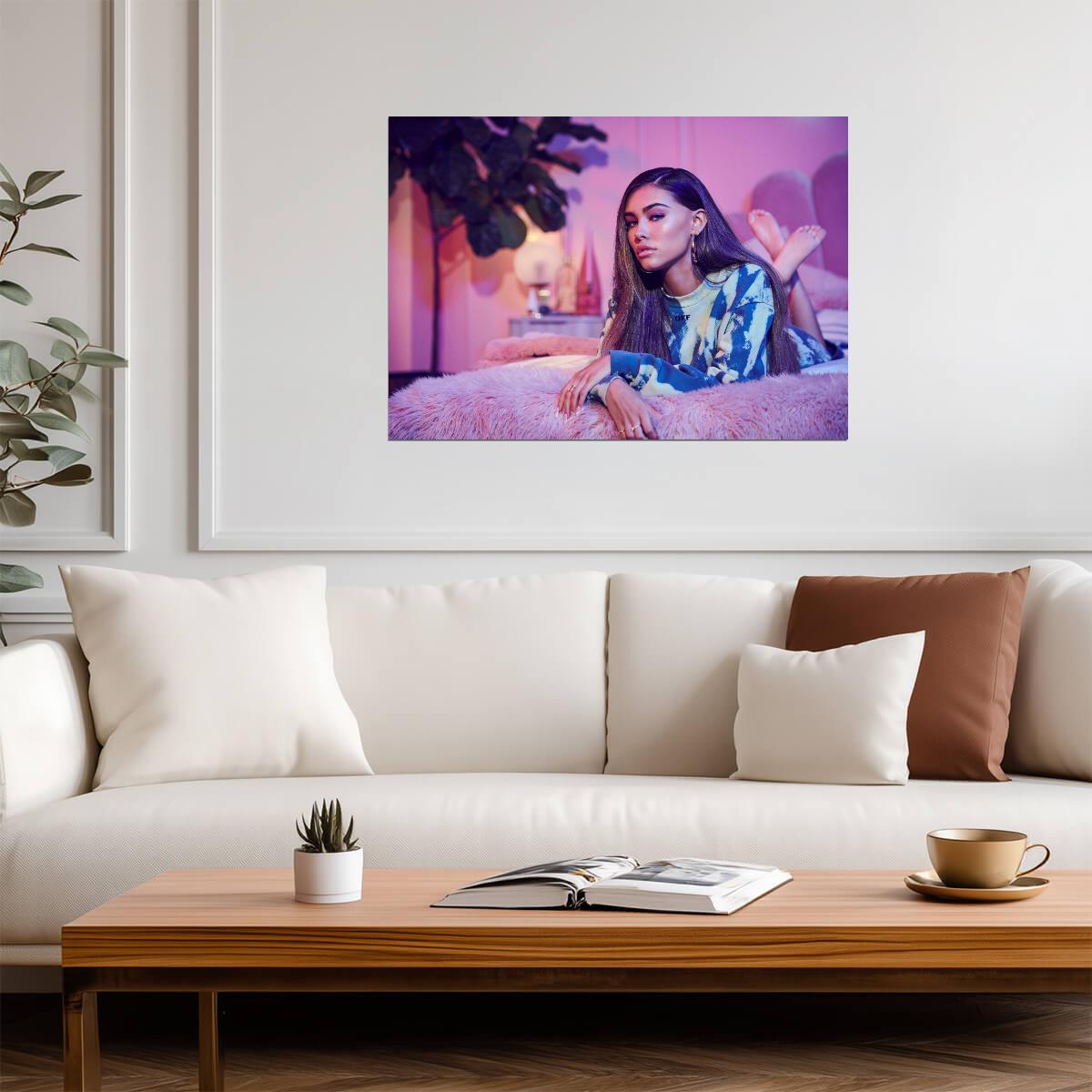 Madison Beer Pink Lighting | Bedroom Portrait Photo | Pop Music Star Poster - Music Poster