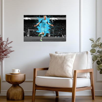 Kevin De Bruyne Manchester City | Soccer Goal Celebration Poster | Color Splash Sports Wall Art - Sports Poster