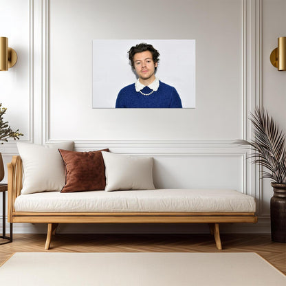 Harry Styles Pearl Necklace Portrait | Pop Music Poster | Modern Celebrity Wall Art - Music Poster