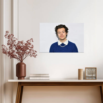 Harry Styles Pearl Necklace Portrait | Pop Music Poster | Modern Celebrity Wall Art - Music Poster