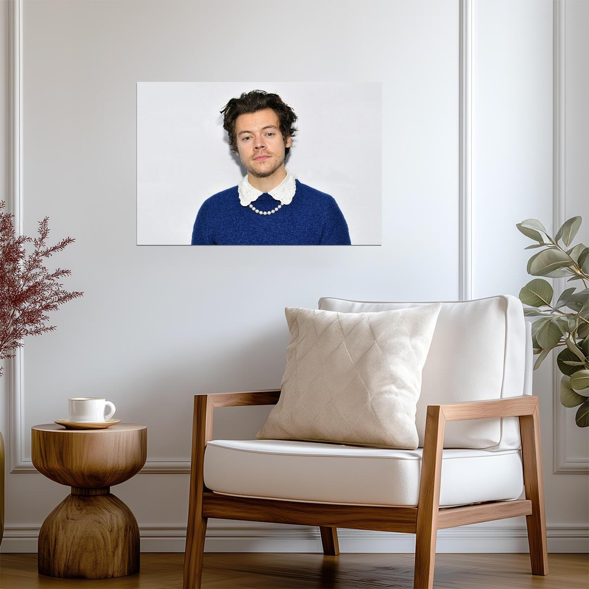 Harry Styles Pearl Necklace Portrait | Pop Music Poster | Modern Celebrity Wall Art - Music Poster