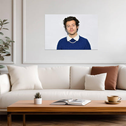 Harry Styles Pearl Necklace Portrait | Pop Music Poster | Modern Celebrity Wall Art - Music Poster