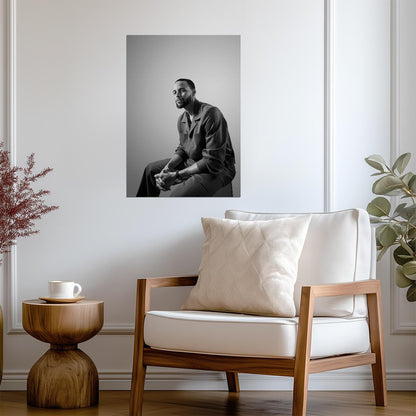 Stephen Curry Black and White Portrait | Basketball Poster | NBA Fashion Wall Art - Sports Poster