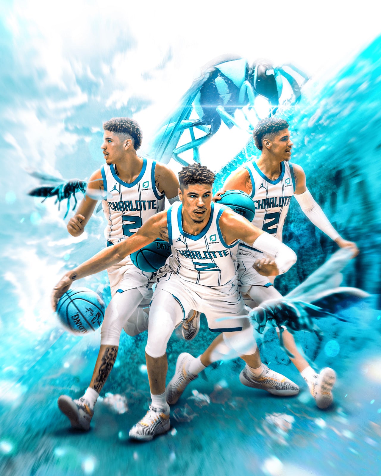 LaMelo Ball Charlotte Hornets | Basketball Action Poster | Dynamic Sports Art - Sports Poster
