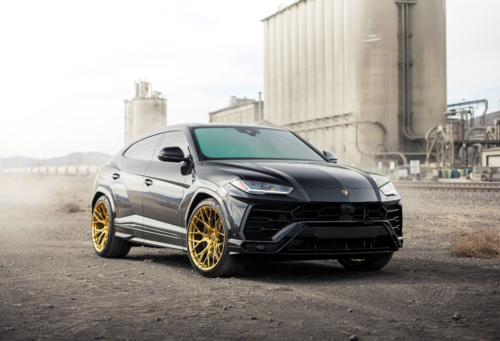 Lamborghini Urus with Gold Wheels | Black Luxury SUV Poster | Custom Tuner Car Art - Cars Poster