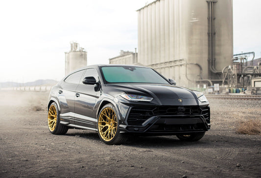 Lamborghini Urus with Gold Wheels | Black Luxury SUV Poster | Custom Tuner Car Art - Cars Poster