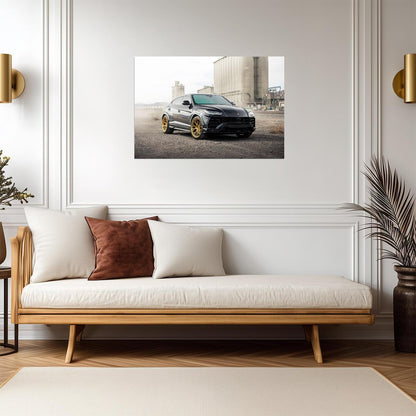 Lamborghini Urus with Gold Wheels | Black Luxury SUV Poster | Custom Tuner Car Art - Cars Poster