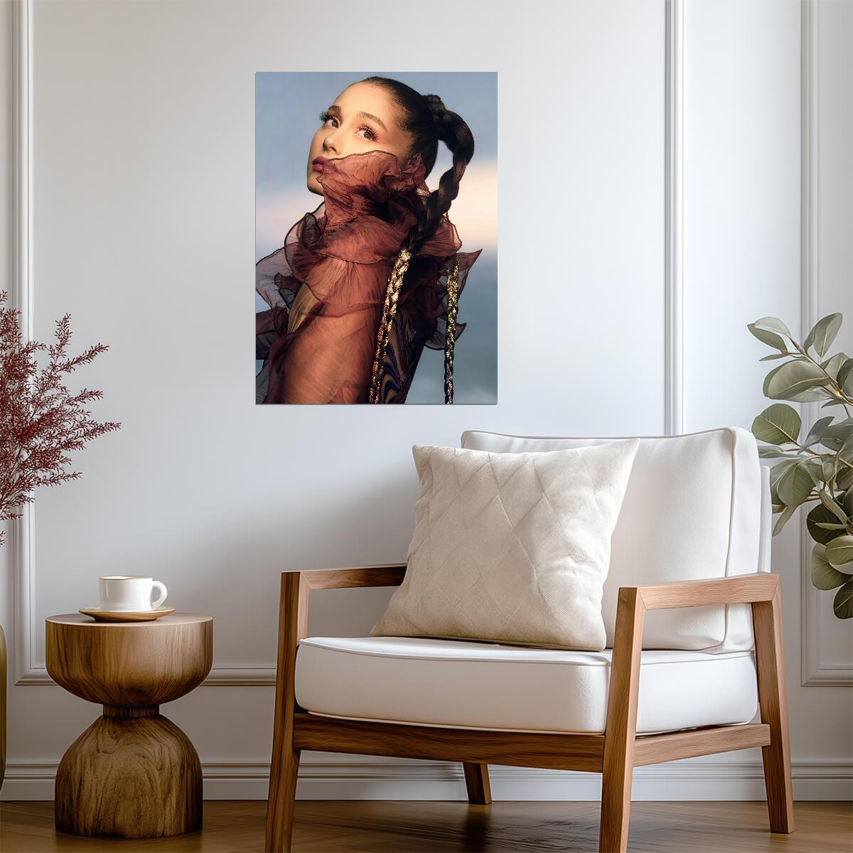 Ariana Grande REM Photoshoot | Braided Hair Close Up Poster | Celebrity Portrait Art - Music Poster