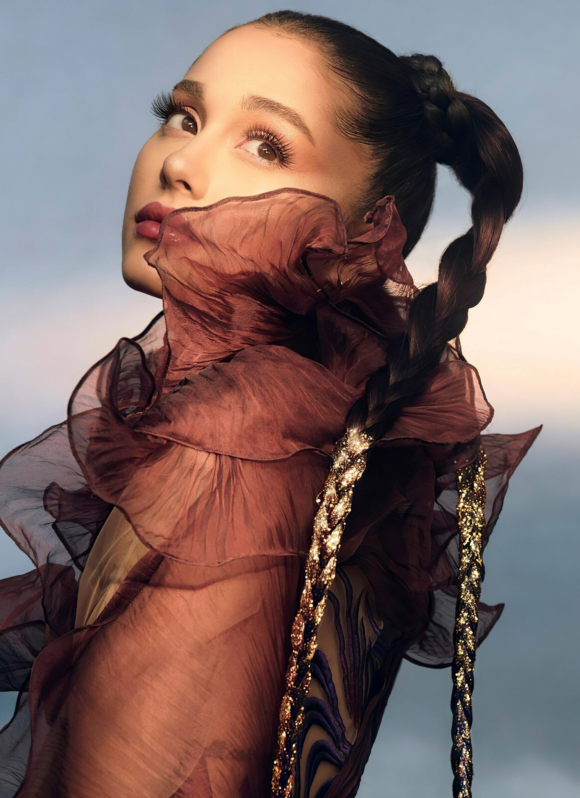 Ariana Grande REM Photoshoot | Braided Hair Close Up Poster | Celebrity Portrait Art - Music Poster