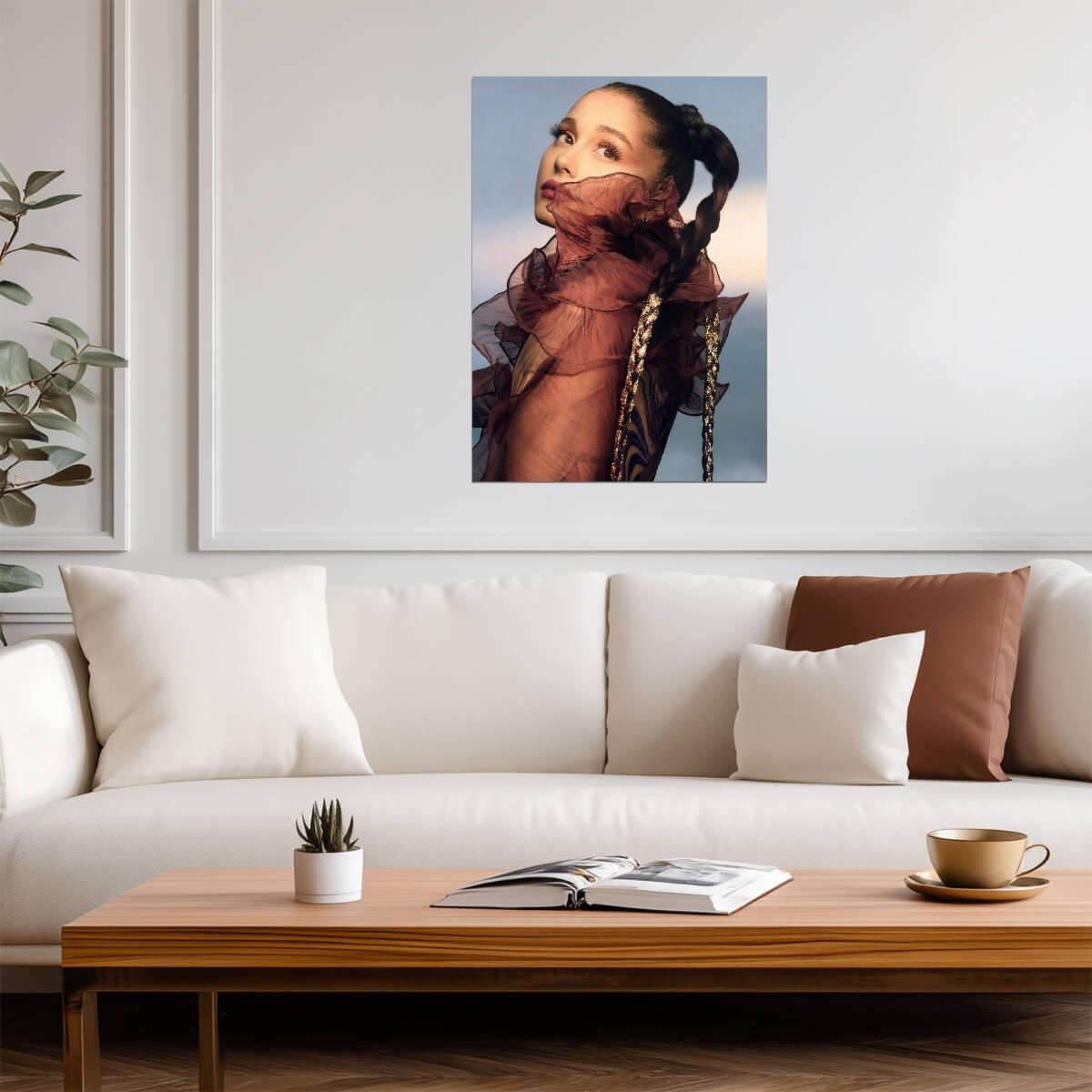 Ariana Grande REM Photoshoot | Braided Hair Close Up Poster | Celebrity Portrait Art - Music Poster